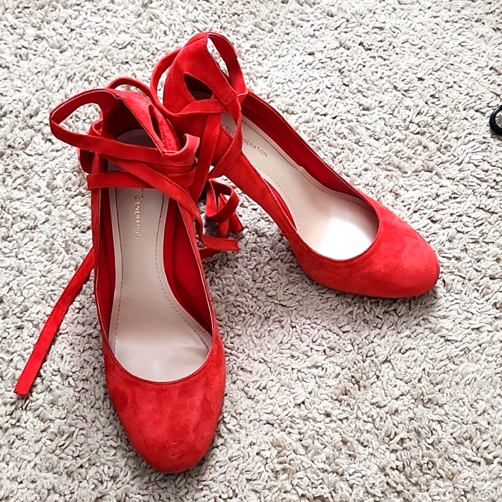 Lace up high heels